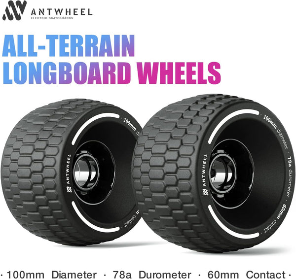 Huacozy 100mm All-Terrain Longboard Wheels - 78A High Rebound Urethane Skateboard Wheels